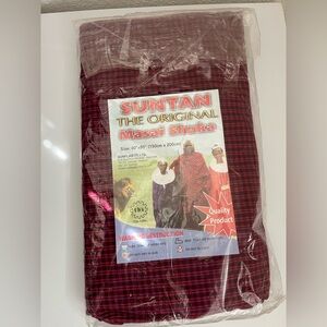 Brand New Suntan Masai Shuka Red, Blue and Brown Blanket 60”X80”